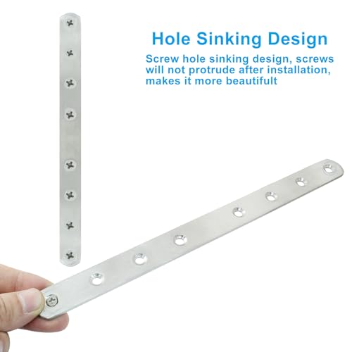4 Pack 10 Inch Stainless Steel Flat Plate Straight Bracket - size: 10"-250mm-Silver
