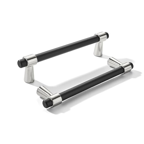 khtumeware 3-1/2 inch 5 Pack Matte Black/Brushed Satin Nickel Cabinet pulls Zinc Alloy, Kitchen Cabinet Handles, Wardrobe Drawer Handles - Suitable for Bathroom cabinets, Bedroom Furniture - color: Matte Black/Brushed Satin Nickel, size: 3-1/2 Inch
