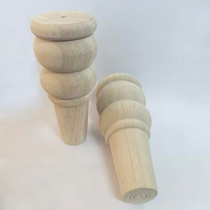 Unfinished Wood Furniture Legs, 6 Inch Decorative Sofa Cabinet Legs with Mounting Plates, Natural Wooden Replacement Feet, Set of 4 (6 Inch)