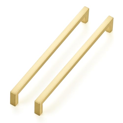 Ravinte Brushed Gold Cabinet Handles Solid Cabinet Pulls 7-1/2 Inch 5 Pack - color: Brushed Gold, size: Flat Black 7-1/2'' Hole Center