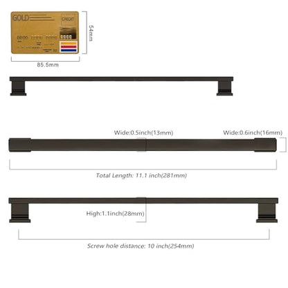 Amerdeco 10 Pack Matte Black Cabinet Hardware - 10" - color: Matte Black, size: 10" hole center