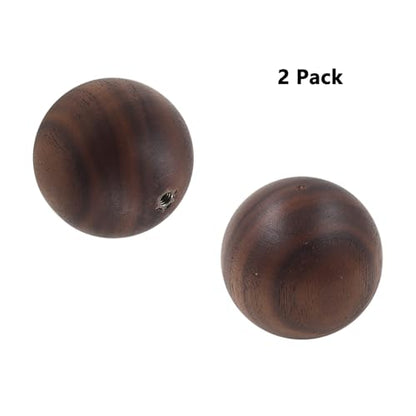 Wood Ball Drawer Knob,ULIFESTAR Unfinished Black Walnut Wood Ball Dresser Knobs,2PCS Wood Furniture Knobs,Wood Ball Pull Handle for Cabinets Wardrobe Cupboard Bookshelf Armoire Desk(4*4cm/1.57*1.57") - size: 4*4cm/1.57*1.57" Black Walnut