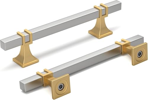 25 Pack 5 Inch Brushed Nickel and Gold Cabinet Pulls - color: Brushed Nickel & Matte Gold, size: 5 inch (128mm) Hole Center Pull
