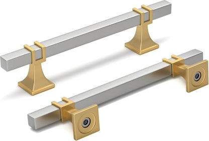 25 Pack 5 Inch Brushed Nickel and Gold Cabinet Pulls - color: Brushed Nickel & Matte Gold, size: 5 inch (128mm) Hole Center Pull