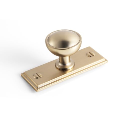 6Pack Champagne Bronze Cabinet Knobs with Backplate Drawer knobs - color: Champagne Bronze, style: Plaquette