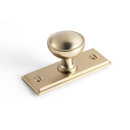 6Pack Champagne Bronze Cabinet Knobs with Backplate Drawer knobs - color: Champagne Bronze, style: Plaquette