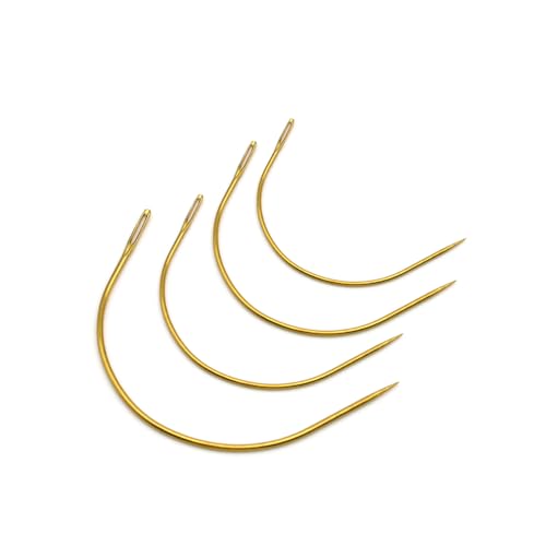 GlamorDove 10Pcs 3 Inch Curved Sewing Needles, Nickel-plated Steel, Gold, Ideal for Sewing, Leather Crafting, Upholstery