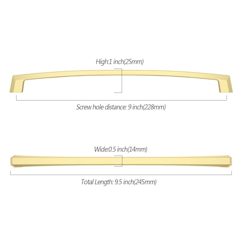 Asidrama 10 Pack 9 inch Brushed Gold Kitchen Cabinet Handles - color: Brushed Gold, size: 9" Hole Center(228mm)