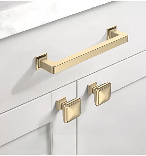 Asidrama 10 Pack 5 inch Brushed Brass Kitchen Cabinet Handles - color: Brushed Brass, size: 5" Hole Center(128mm)