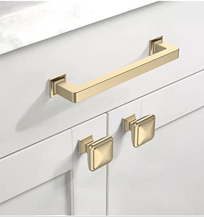 Asidrama 10 Pack 5 inch Brushed Brass Kitchen Cabinet Handles - color: Brushed Brass, size: 5" Hole Center(128mm)