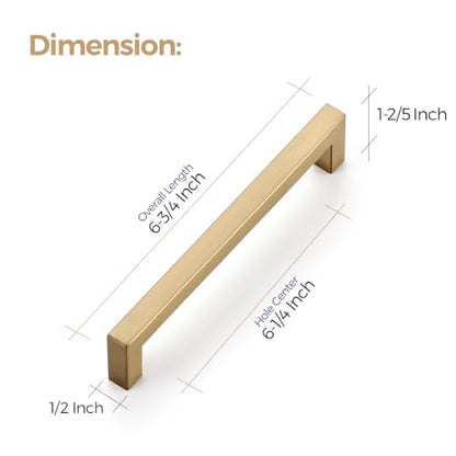 Ravinte Champagne Bronze Cabinet Handles Square Pulls 6-1/4 Inch 30 Pack - color: Champagne Bronze