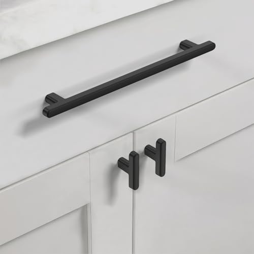 Asidrama 10 Pack 6.3 Inch(160mm) Matte Black Kitchen Cabinet Handles, Cabinet Pulls Kitchen Cabinet Hardware for Cupboard Drawer Pulls - color: Matte Black, size: 6.3" Hole Center, style: 10 Pack