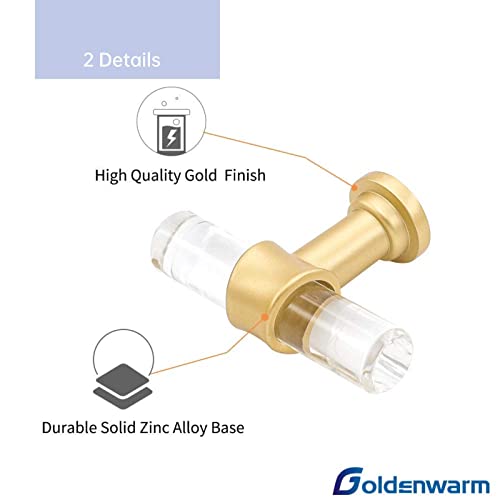 Goldenwarm 5 Pack 10 Inch Matte Gold Cabinet Pull Clear Acrylic Furniture Hardware Glass Cabinet Hardware for Kitchen Cupboard Bathroom - color: Matte Gold, size: 10"/256MM Hole Center