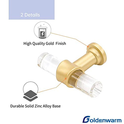 Goldenwarm 5 Pack 6-1/4 Inch Matte Gold Cabinet Pull Clear Acrylic Furniture Hardware Glass Cabinet Hardware for Kitchen Cupboard Bathroom - color: Matte Gold, size: 6.25"/160MM Hole Center