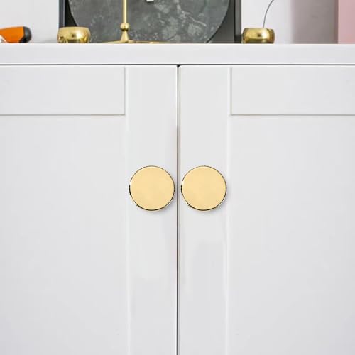 20-Pack 1-1/8 Inch Knob Brushed Brass Cabinet Pulls Solid Heavy Duty Cabinet Pull is Suitable for Drawers Dressers Handles Kitchens Bathroom cabinets - color: Brushed Brass, size: 1-1/8 Inch(28mm) Diameter