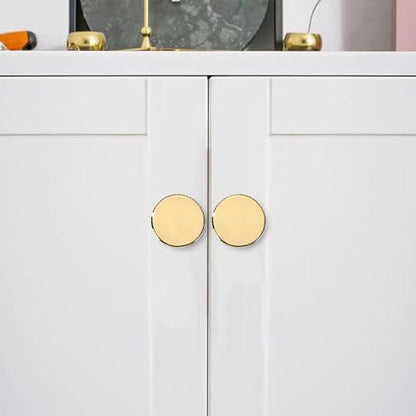 20-Pack 1-1/8 Inch Knob Brushed Brass Cabinet Pulls Solid Heavy Duty Cabinet Pull is Suitable for Drawers Dressers Handles Kitchens Bathroom cabinets - color: Brushed Brass, size: 1-1/8 Inch(28mm) Diameter