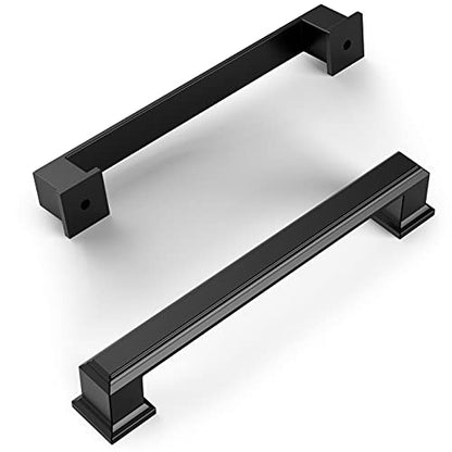 Amerdeco 10 Pack Matte Black 5 Inch(128mm) Hole Centers Kitchen Cabinet Pulls Cabinet Hardware Kitchen Handles for Cabinets Cupboard Handles Drawer Pulls - color: Matte Black, size: 5" hole center, style: 10 Pack
