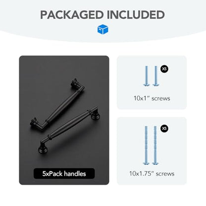 HOME EDIT Matte Black Cabinet Handles 5 Inch Pulls 5 Pack - color: Matte Black, size: 5 inches Hole Center