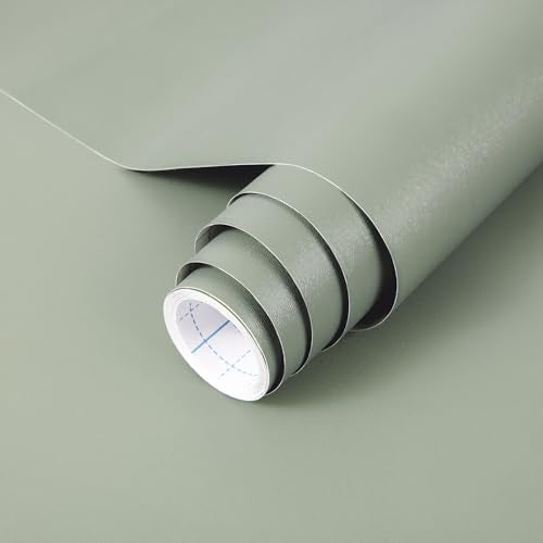 Sage Green Wallpaper Stick and Peel Green Contact Paper Removable Wallpaper - color: Sage Green, size: 17.7" x 590.5"
