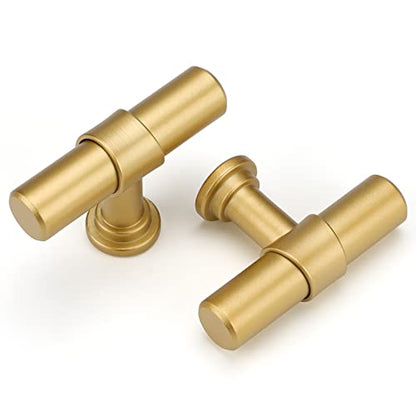 Haliwu 10 Pack Gold Cabinet Knobs Brushed Brass Drawer Knobs for Kitchen - color: Matte Gold, size: T-Bar Knob