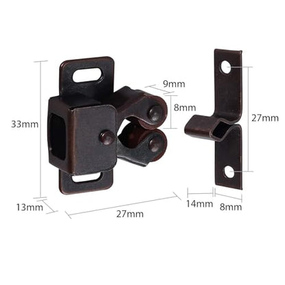 Justech 12 Pack Double Roller Cabinet Latches with Screws, Brown