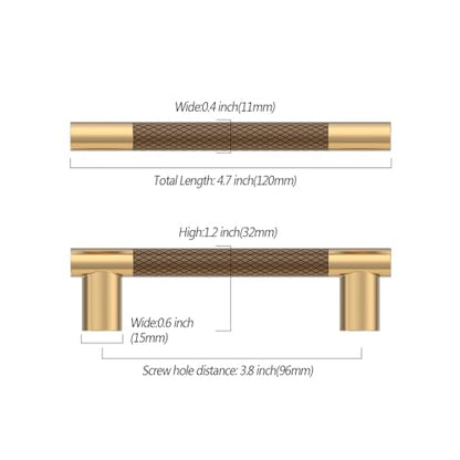 Asidrama 10 Pack 3.75 Inch(96mm) Knurled Brown and Champagne Bronze Kitchen Cabinet Handles, Cabinet Pulls Kitchen Cabinet Hardware Cupboard Handles Drawer Pulls 4496A - color: Brown-Champagne, size: 3.75" Hole Center(96mm)