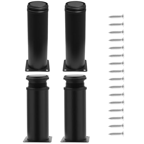 10 Inch Adjustable Furniture Legs, Set of 4, Black - size: 10 Inch / 250mm