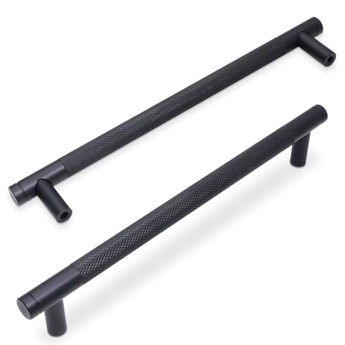30 Pack 7.5 Inch Matte Black Kitchen Cabinet Handles Knurled Cabinet Pulls Black Drawer Pulls Kitchen Hardware - color: Matte Black, size: 7.5'' Hole Center(192mm)