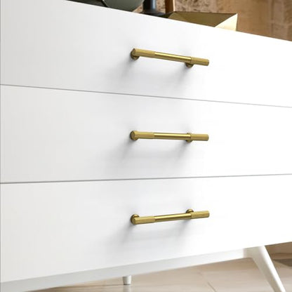 10 Pack Vibrant Brushed Moderne Brass Cabinet Pulls 3 Inch(76mm) Heavy-Duty Solid Kitchen Cabinet Handles Cabinet Hardware Drawer Pulls - color: Vibrant Brushed Moderne Brass, size: 3" Hole Center