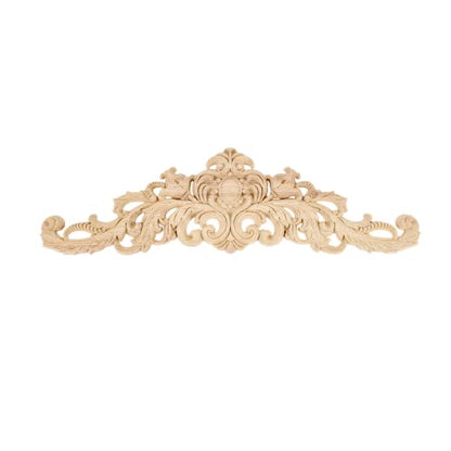 1Pc Long Wood Carved Appliques Onlays Unpainted Wooden Carving Decals - color: 1-pack, size: 17.72 x 4.72 inches