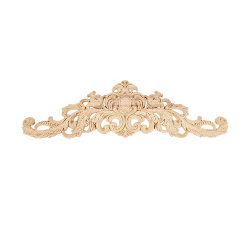 1Pc Wood Carved Appliques Long Wooden Carving Onlays Furniture Decals - color: 1-pack, size: 15.75 x 4.33 inches