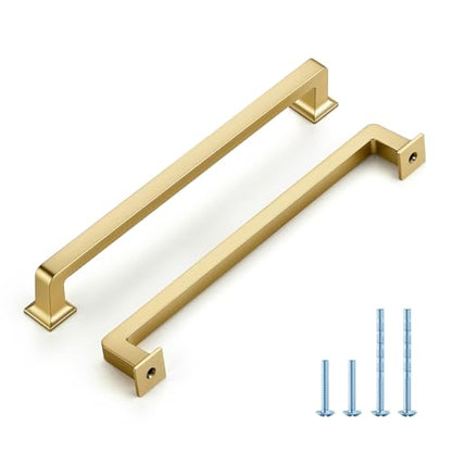 HOME EDIT Brushed Gold Cabinet Handles Zinc Pulls 7 Inch 10 Pack - color: Brushed Gold, size: 7 inches Hole Center