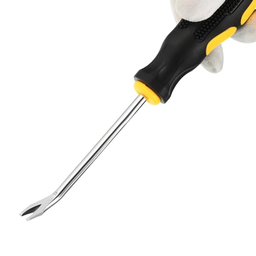 Upholstery Staple Remover, 4" V Curved Construction Staple Puller Staple Nail Tack Tool for Furniture Wooden Floor Photo Frame, Yellow