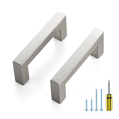 Ravinte Brushed Nickel Square Pulls Cabinet Handles,3 Inch,30 Pack - color: Brushed Nickel, size: 3 Inch Hole Center