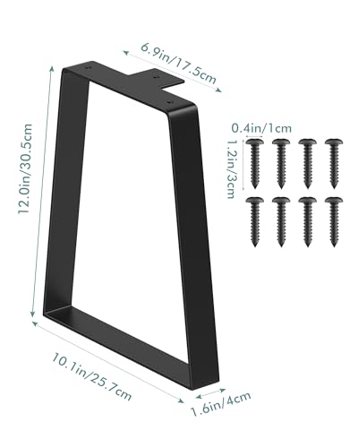 Metal Table Legs 12 Inch, Trapezoid Desk Legs DIY Bench, Side/Coffee Table - size: 12 Inch Legs