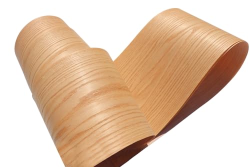 Red Oak Thin Wood Veneer Sheets (Figured Grain)- 7.5 Inch Wide x 98 Inch Long, Natural Wood for Furniture, Cabinets, and DIY Crafts