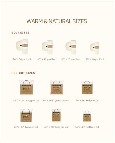 The Warm Company - Warm & Natural Cotton Quilt Batting – 4-Pack King Size Batts 120" x 124" – Premium Quilt & Craft Batting for Sewing & Quilting Projects - size: 120" x 124" Batt - 4 Pack