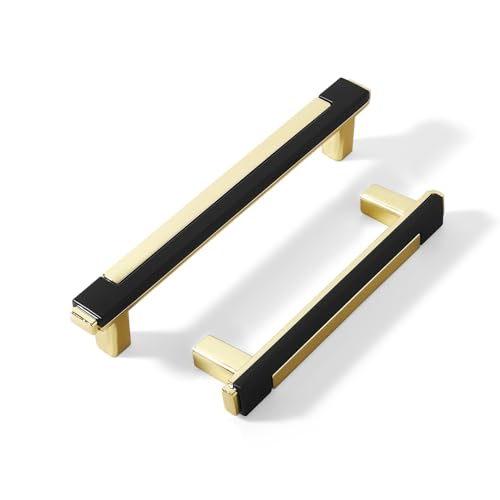 10 Pack Black Gold Cabinet Pulls & Handles, 3.7 Inch Hole Center - color: Black Gold, size: 4.8in/122mm