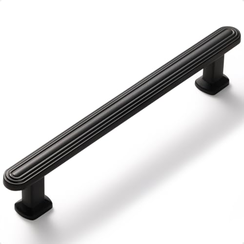 SORWDUREM 5 Pack 5 Inch(128mm) Black Cabinet Pulls Drawer Pulls Kitchen Hardware Cupboard Kitchen Hardware Cabinet Handles - color: Black, size: 5"(128mm) Hole Center