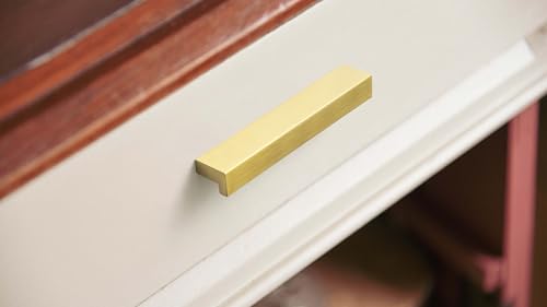 Goo-Ki 12pcs Cabinet Handles Brushed Gold Finger Pulls Drawer Pull - 3 in (76mm) Hole Centers Kitchen Hardware Bar Cabinet Pulls Solid Aluminum Material - color: Brushed Gold, size: 3 Inch Hole Center
