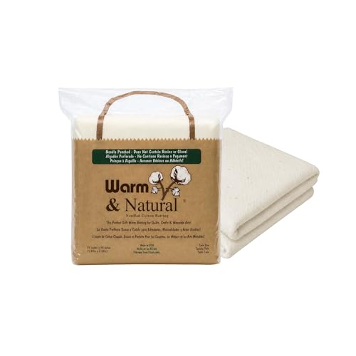 The Warm Company - Warm & Natural Cotton Quilt Batting – Twin Size 72" x 90" – Premium Quilt & Craft Batting for Sewing & Quilting Projects - size: 72" x 90" Batt