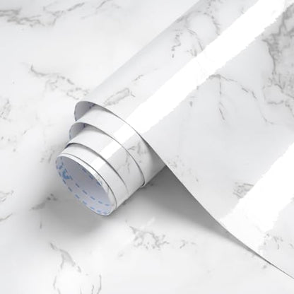 Dimoon 15.7''x78.7'' Marble Peel and Stick Wallpaper White Granite Contact Paper for Countertops Waterproof Kitchen New Environmentally Friendly Materials Thickening Upgrade Renter Friendly Vinyl Wrap - size: 78.7" x 15.7"