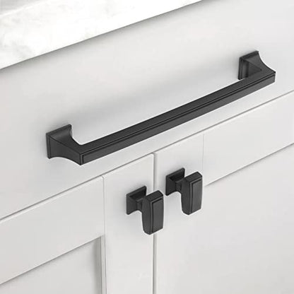 Amerdeco 10 Pack Matte Black Cabinet Hardware - 7.5 Inch(192mm) Hole Center Kitchen Cabinet Handles for Bathroom and Dresser Pulls - ZH0010 - color: Matte Black, size: 7.5"/192MM Hole Center