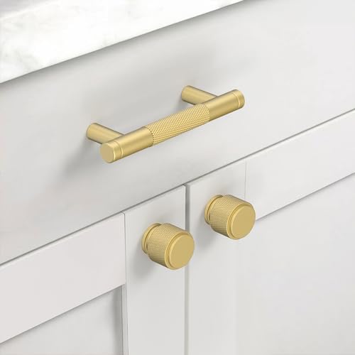 Asidrama 10 Pack 3.5 Inch(89mm) Brushed Gold Cabinet Pulls Heavy-Duty Solid Kitchen Cabinet Handles Gold Dresser Drawer Hardware for Bathrooms Cabinets - color: Brushed Gold, size: 3.5" Hole Center, style: 10 Pack