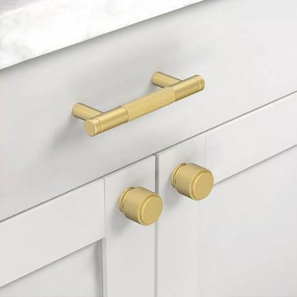 Asidrama 10 Pack 3.5 Inch(89mm) Brushed Gold Cabinet Pulls Heavy-Duty Solid Kitchen Cabinet Handles Gold Dresser Drawer Hardware for Bathrooms Cabinets - color: Brushed Gold, size: 3.5" Hole Center, style: 10 Pack
