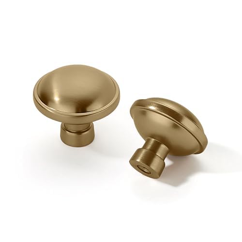 khtumeware 20 Pack 1-1/4 inch Brushed Brass Cabinet Knobs - Brushed Gold Drawer Knobs for Dresser & Kitchen Drawers - color: Brushed Brass, size: 1-1/4"(32mm)