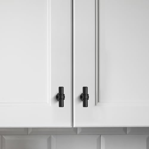 HOME EDIT 10 Pack Matte Black Cabinet Knobs 2 Inch Drawer Knobs Single Hole - color: Black&3T Bar