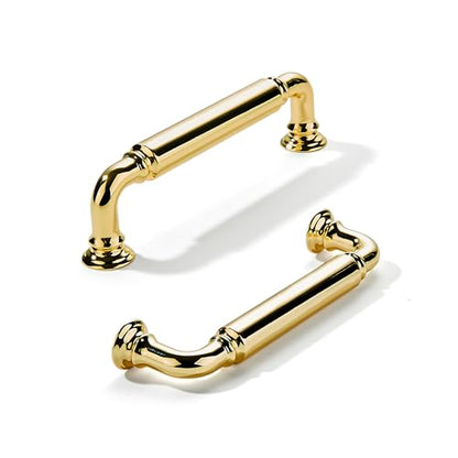 khtumeware 2-Pack Polished Brass Heavy-Duty Solid Cabinet Pulls, 3-1/2 Inch (89mm) Hole Center,Polished Gold Drawer Pulls, Cabinet Hardware, Suitable for Kitchen Cabinets, Bathrooms and Dressers - color: Polished Brass, size: 3-1/2 Inch(89mm)Hole Center