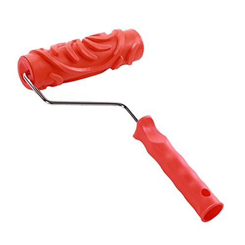 Utoolmart 7" Home Wall Rubber Paint Roller 175mm Wooden Grain Painting Roller with Plastic Handle 1Pcs - size: EG127T