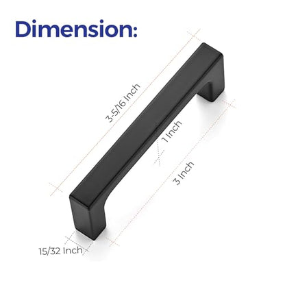 Ravinte Matte Black Square & Solid Cabinet Handles,3 Inch,30 Pack - size: 3 Inch Hole Center